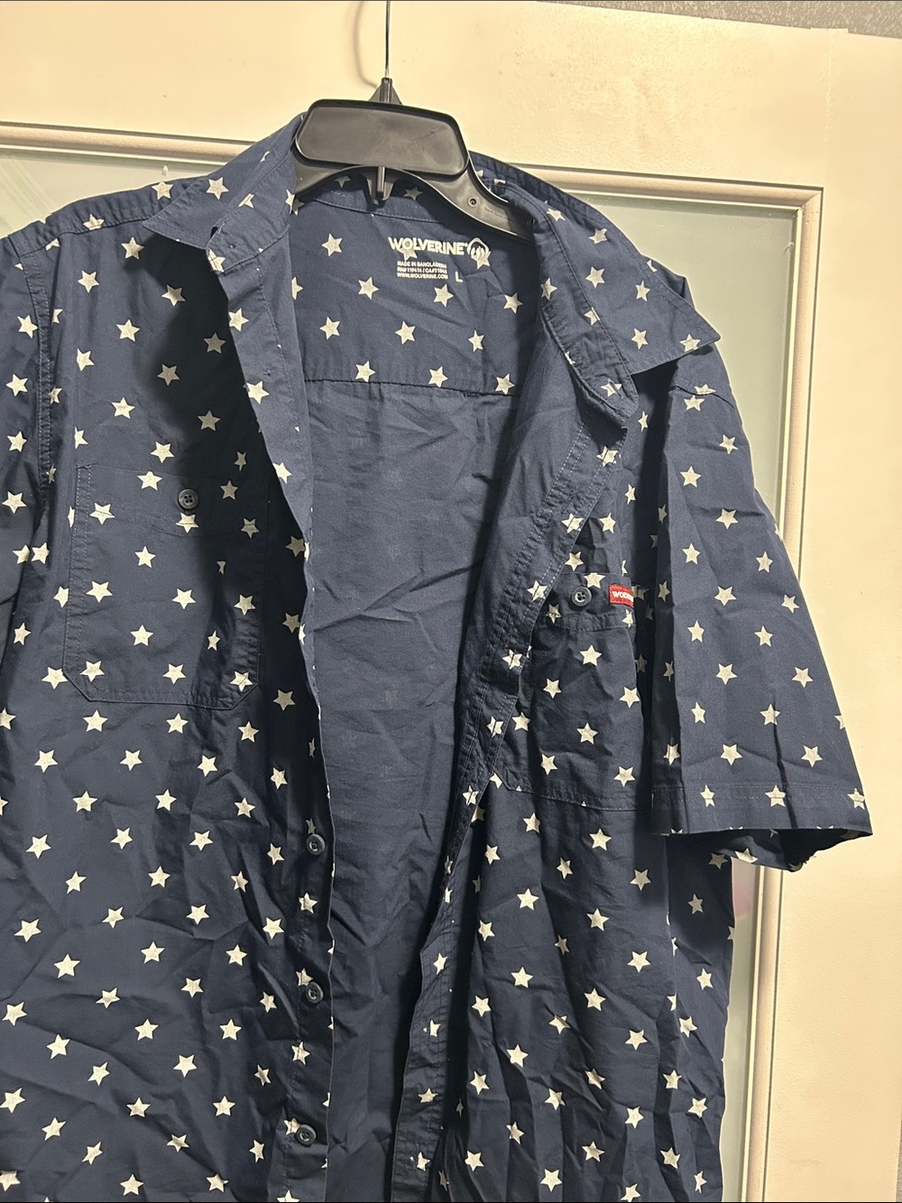 Wolverine Navy Star Print Short Sleeve Jean Jacket